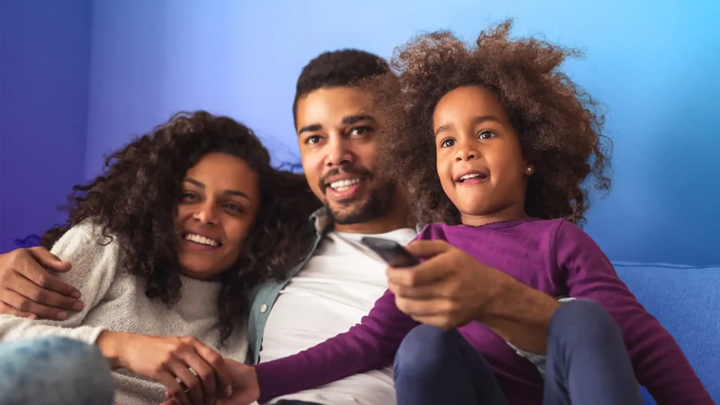 Family watching TV