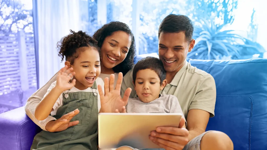 Family using tablet
